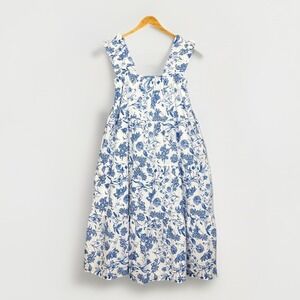 THML Maxi Dress Womens L French Toile Square Neck‎ Ruffle Straps Sleeveless Euro